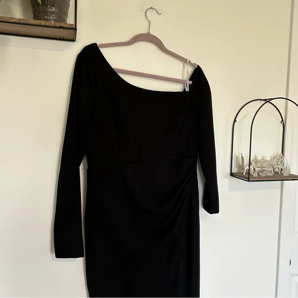 Lulus Black‎ Elegant Sensation Asymmetrical Pleated Maxi Dress Size XL - Image 5