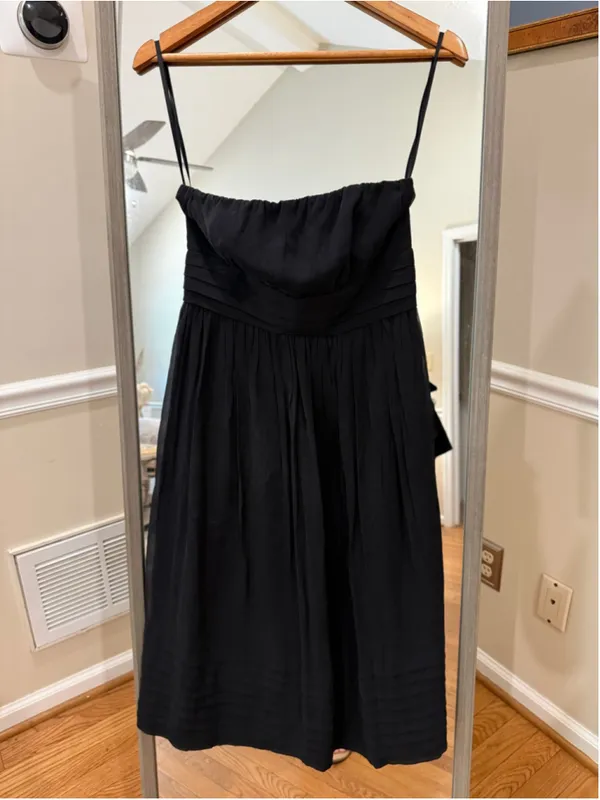 Women's J.CREW Black Strapless Dress Size 4 Silk - Image 2