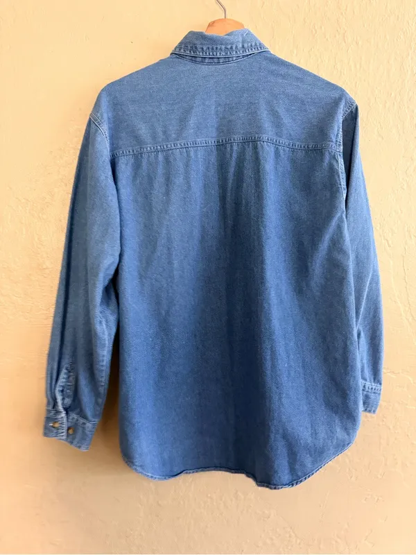 Bobbie Brooks Light Blue Denim Button-Front Shirt with Embroidered Appliqué - Image 3