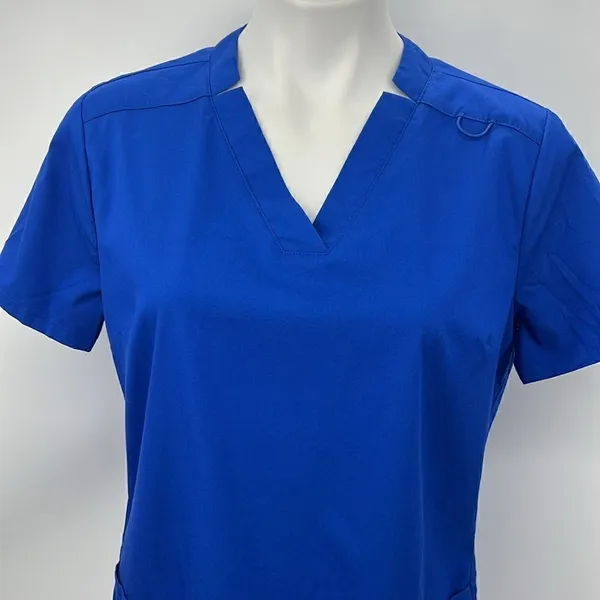 Jaanuu short sleeve V neckline royal blue scrub top with pockets - Image 2