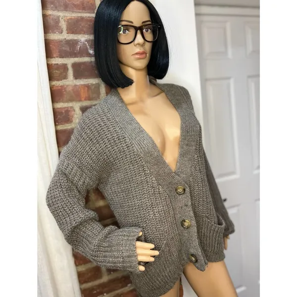 Made in Italy Slouchy Wool Cardigan 90s Oversized Grandpa Knit - Image 5