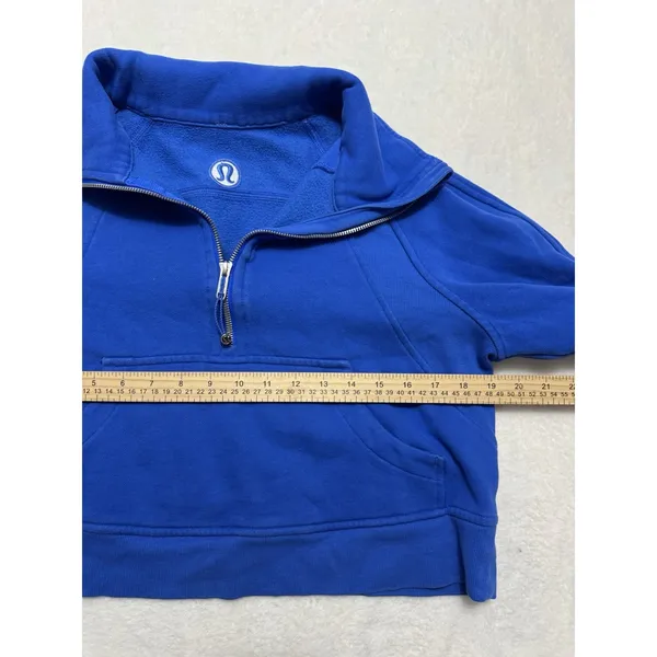 Lululemon Women's Scuba Royal Blue Solid 1/2 Zip Fleece Pockets Size Xs/S - Image 7