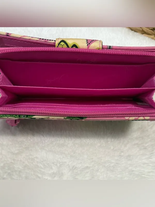 Vera Bradley Turnlock Wallet Priscilla Pink Quilted Floral Boho Clutch - Image 6