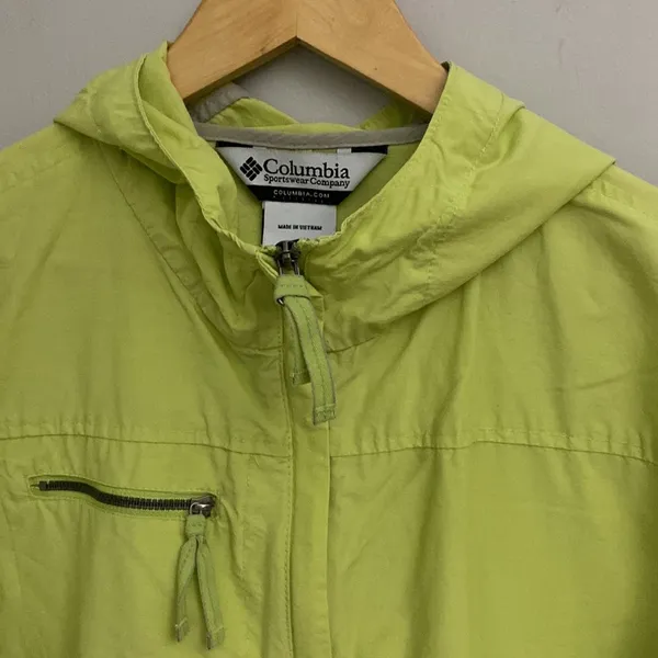COLUMBIA Omni-Shade womens neon/yellow full zip hooded light jacket size XL - Image 2