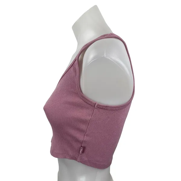 Aritzia TNA Pink Sculpt Ribbed Knit Sleeveless Scoop Cami Tank Crop Top Size S - Image 2