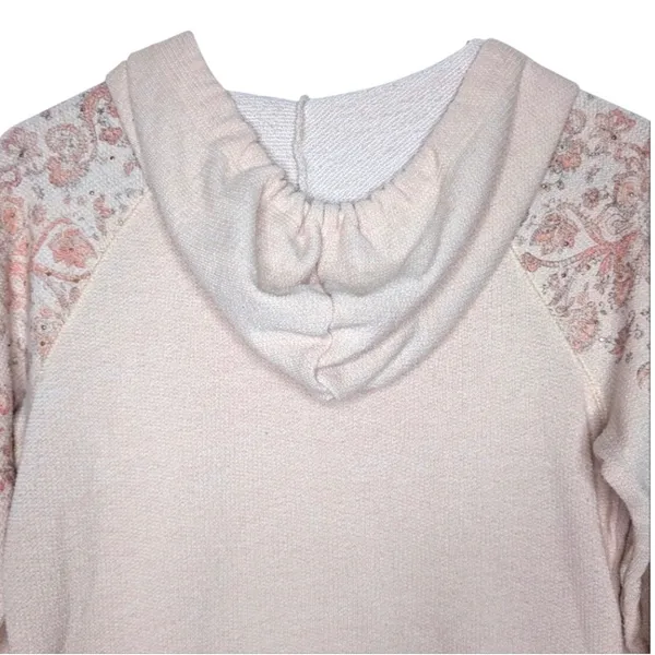 American Rag Cie Womens Pink‎ Floral Embroidered Beaded Knit Hoodie Sweatshirt S - Image 8