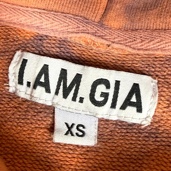 I.AM.GIA Womens XS Orange Brown Tie Dye Oversized Hoodie Embroidered Logo Cotton - Image 2