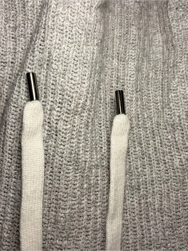 American Eagle Gray Knit Hooded Sweater Size Medium - Image 3