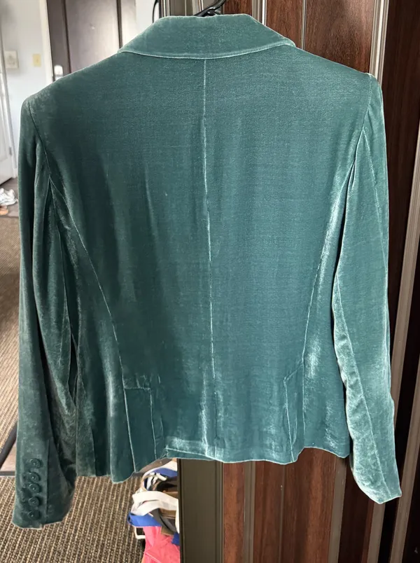 Teal Velvet Blazer Green Size M - Image 4