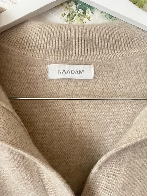 NAADAM Signature Cashmere Cropped Polo Sweater Oatmeal XS - Image 4