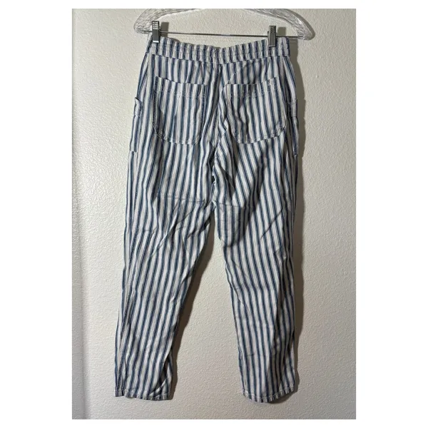 American Eagle Outfitters Women's Size 4 Blue White Striped Pants Tapered Crop - Image 2