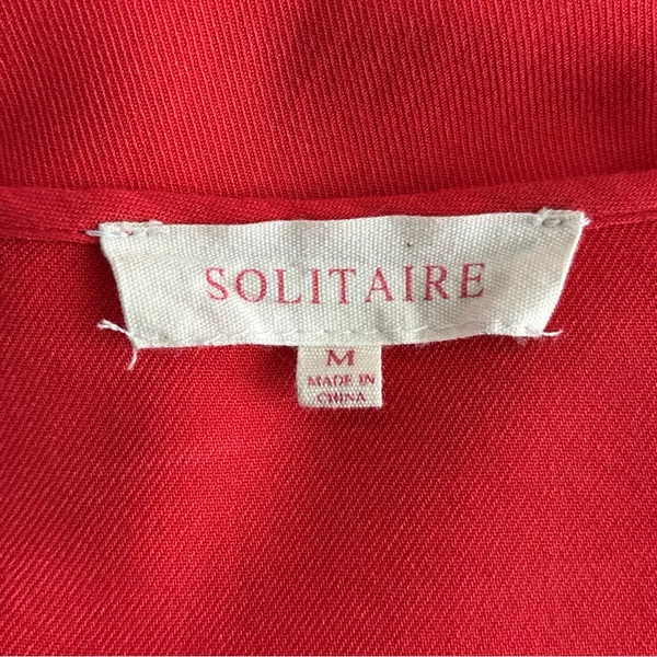SOLITAIRE Red Summer Dress Women’s Size Medium Boho Eyelet Hem Ruffle Sleeve - Image 7