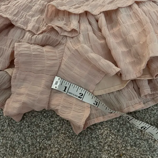 Style Rack Pink Textured Ruffle Tiered‎ Mini Dress Spaghetti Strap Size Medium - Image 7