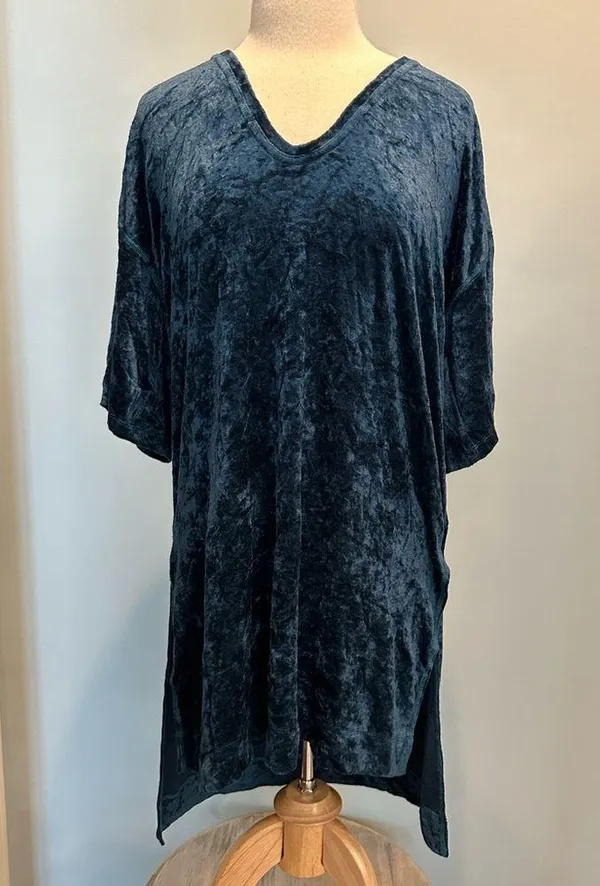 We The Free Free People blue luxe velvet oversized tunic/dress size M+ - Image 2