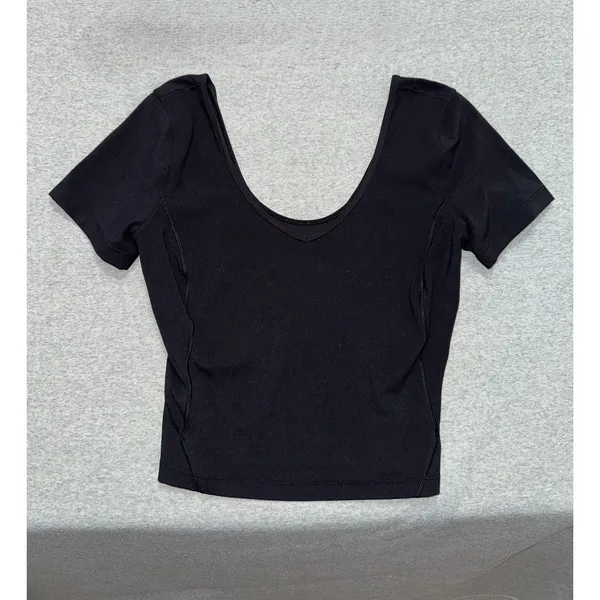 Lululemon Women's Align Tee Black Slim Fit Cropped Length Nulu Size 4 - Image 4