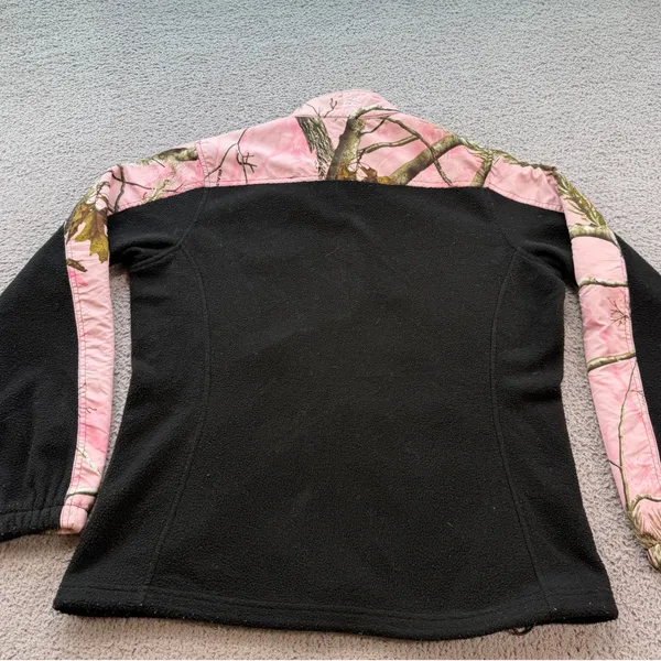 Bushmaster Womens Pink Realtree Camo Fleece Jacket Black Full Zip Size M Gun - Image 2