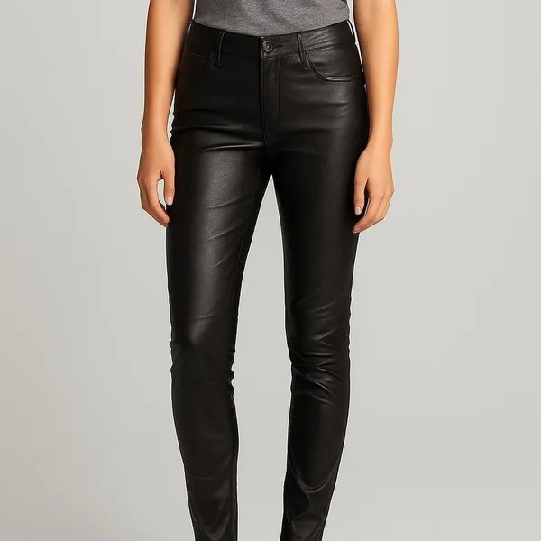 Abercrombie & Fitch Womens Faux Leather Skinny Pants Dark Brown Ankle Zip 4 W27 - Image 2