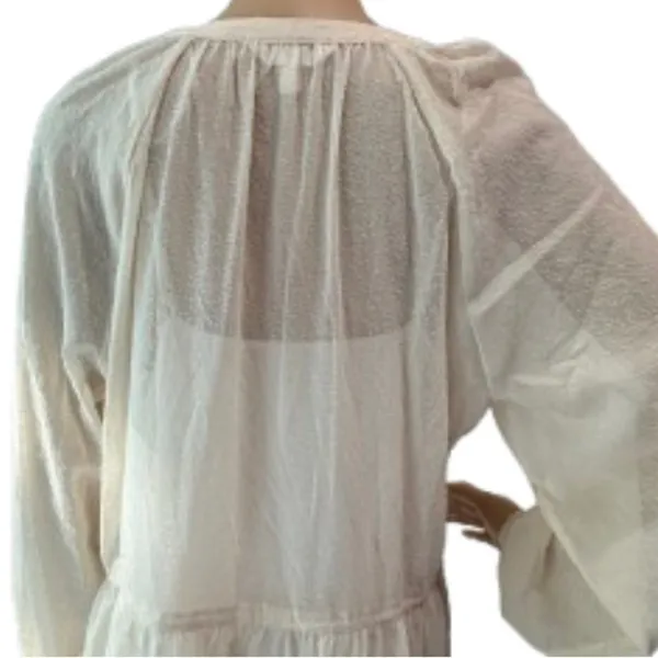 LC Lauren Conrad Button Front Tiered Long Sleeve Mini Shirt Dress Sz L - Image 6
