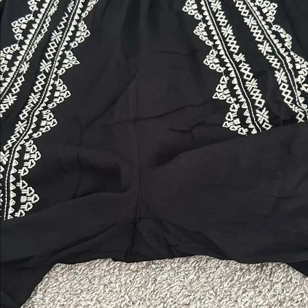 Lulus Black Jumpsuit with Off White Embroidery and Tassel - Image 10