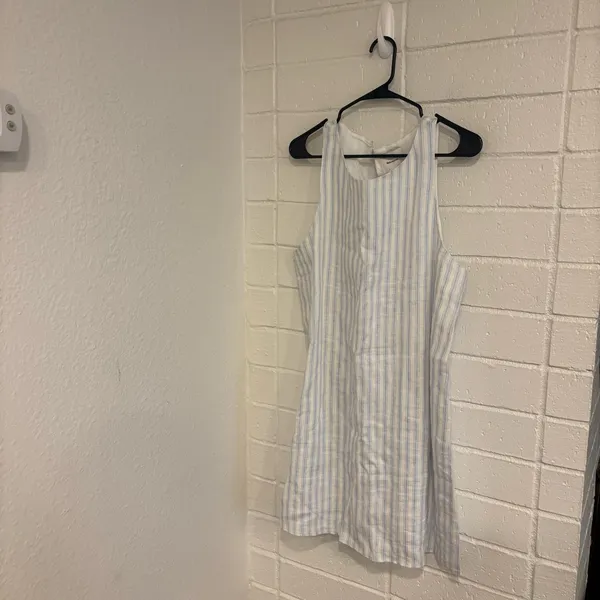 NWT reformation jessi linen dress in blue and white stripes - Image 3