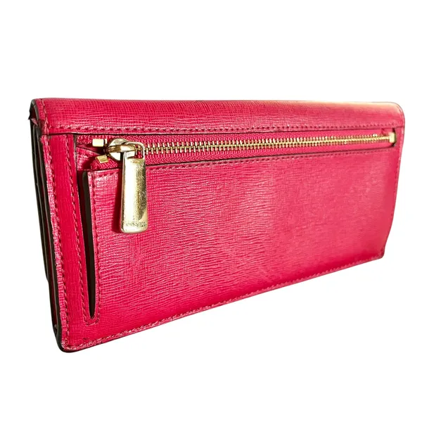 Coach Scarlet Pink Saffiano Leather Slim Soft Wallet #F49350 - Image 9