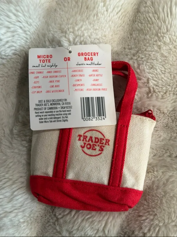 NWT Trader Joe’s Red Canvas Micro Tote with Grocery Bag - Image 2