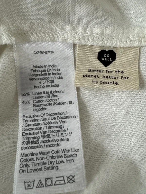 MADEWELL Linen-Cotton Puff-Sleeve Summer A-line Dress Sz 2 White Summer Retro - Image 10