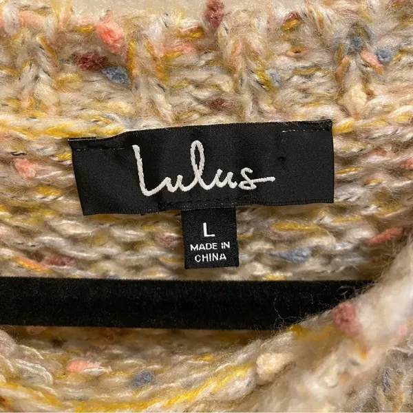 Lulu's Keep You Warm Beige Multi Chunky Knit Sweater Size Large - Image 7