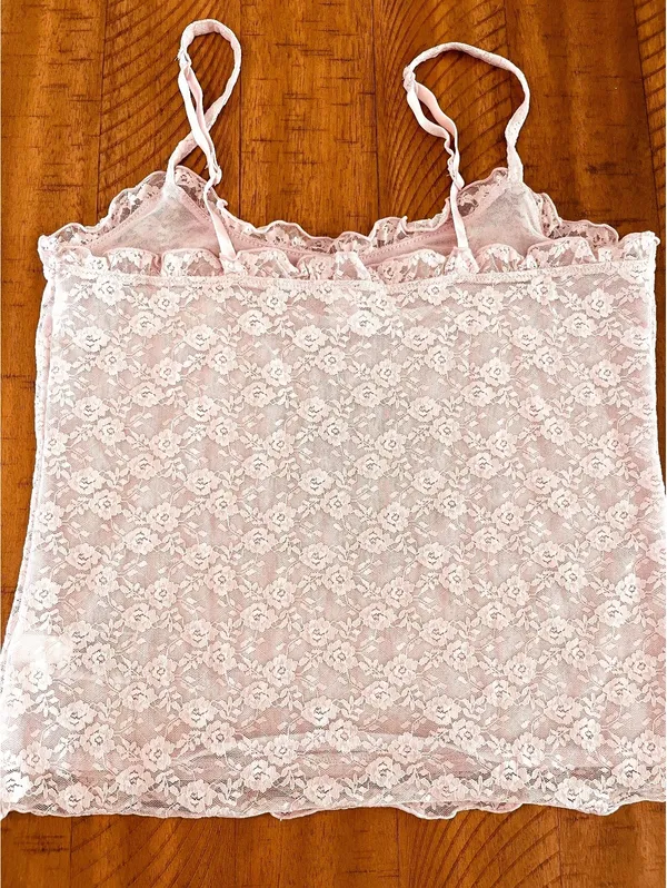 Y2K Old Navy Lilac Lace Camisole Medium - Image 2