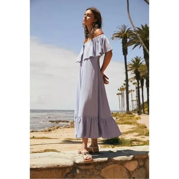 Free People Lynne Midi Dress in Lavender Luster Periwinkle Small NWT Beach Boho - Image 3
