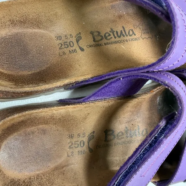 Birkenstock Betula 39 Sandals Purple Slide Two Strap Cork Footbed Adjustable Comfort Shoes - Image 7