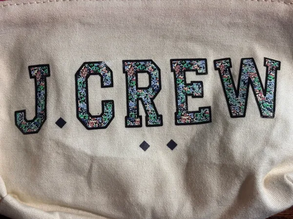 J Crew Travel Cosmetic Bag Womens Canvas Pouch with Pink Zipper NWOT - Image 3