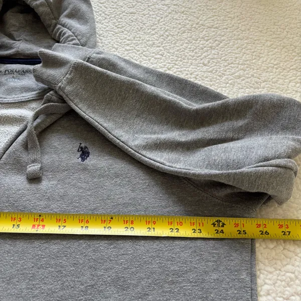 U.S. POLO ASSN Vintage Style Heather Gray Zip Up Hoodie Skate Indie grunge Large - Image 5