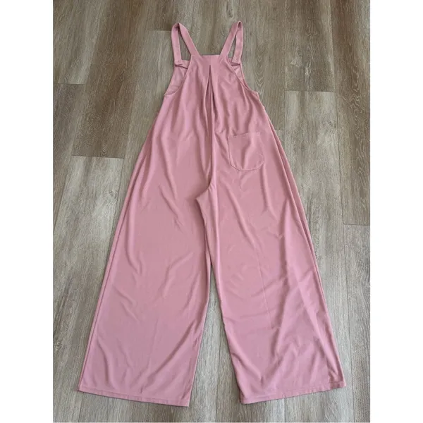 NWT Halara Adjustable Straps Pockets Waffle Casual Overalls Rose Tan Size Small - Image 11