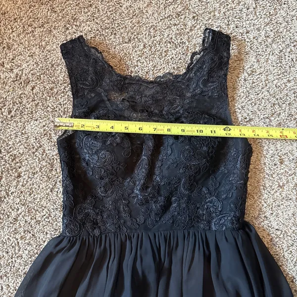 Azazie Elly Black A Line Lace Scoop Neck Chiffon Dress Size A2 Black Tie Wedding - Image 5