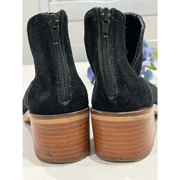 Steve Madden Suede Booties Block Heel Ankle‎ Boots Black Zipper Size?7.5 - Image 6