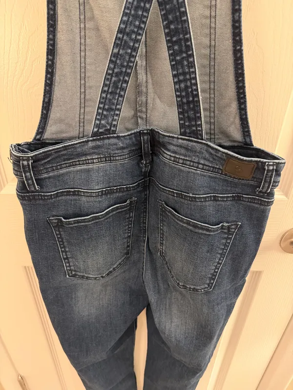 Celebrity Pink Denim Dark Wash Distressed Jean Skinny Overalls - Image 5