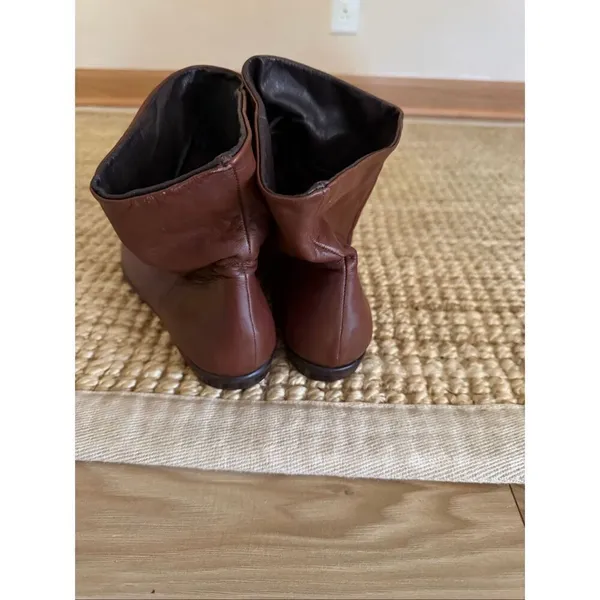 Vintage Nine West Dinah Soft Leather Slouch Ankle Boots Brown Minimalist - Image 3