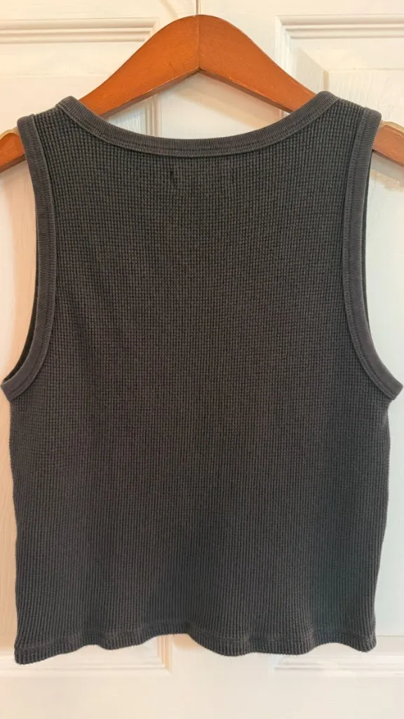 Madewell Waffle Knit Scoop Neck Crop Tank Dark Grey Medium - Image 8