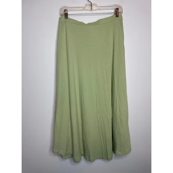 OGL Move Womens XL Liveable Green Elastic Waist Pleated Midi Skirt NWT - Image 2
