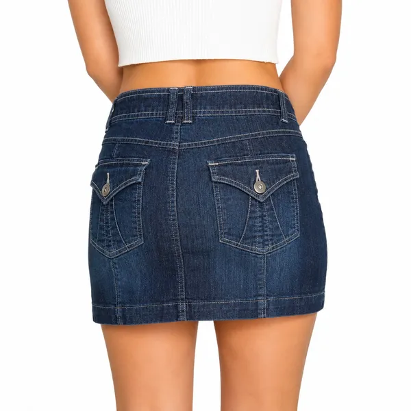 2000s Y2K Jean Mini Skirt Dark Wash Denim Micro Mini Skirt Size 5 Small - Image 2