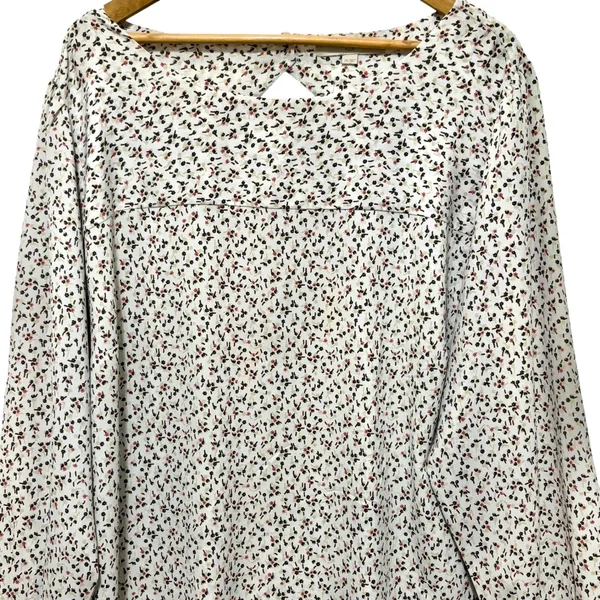 Loft Womens Peasant Boho‎ Tunic Top 26 Cream Floral Smocked Romantic Cottagecore - Image 3