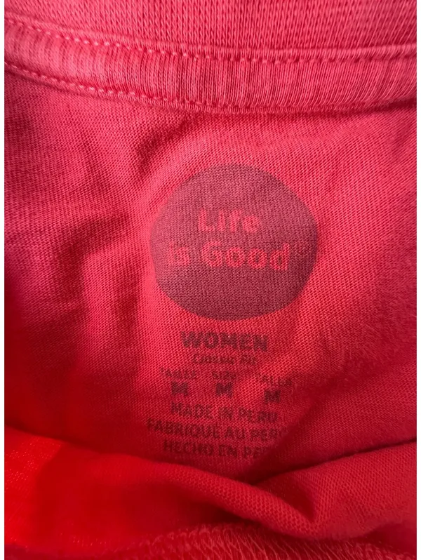 Life is Good Women's Medium Red Long Sleeve T-Shirt with Festive Graphic - Image 3