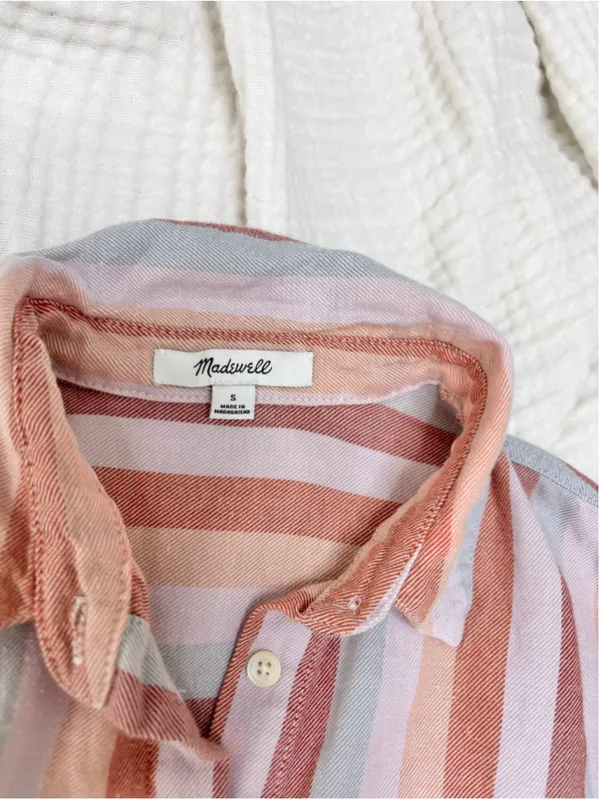 Women's Madewell Boxy Button Down Shirt Size S Multi-color Striped Cotton - Image 3