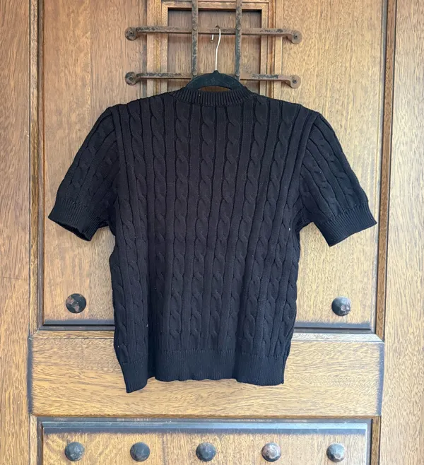 Ralph Lauren Black Cable-Knit Crewneck Sweater Size M - Image 5