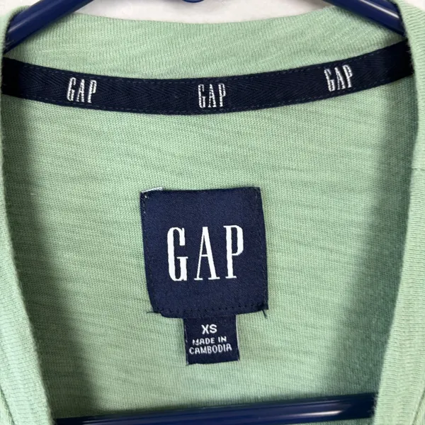 Gap T-Shirt Dress Green Crewneck Short Sleeve Tiered Skirt Side Pockets Size XS - Image 6