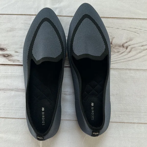 Birdies Blackbird Women's Pointed Knit Flats - Gray & Black - Image 5