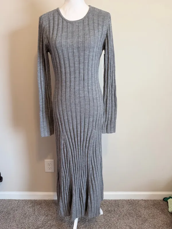 NWOT French Connection baby soft fit and flare midi dress size large gray - Image 6