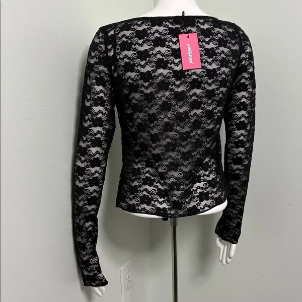 NWT Edikted Mykonos Sheer Black Lace Top size XL - Image 8