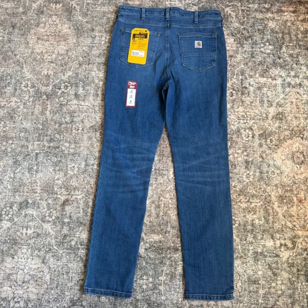 New Carhartt Rugged Flex Slim Fit Tapered High Rise Jeans BD5105-W Blue 12 - Image 5